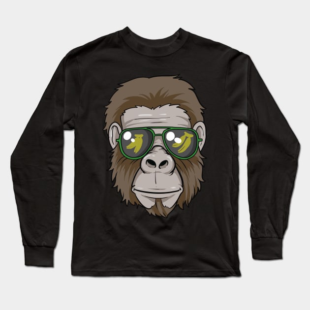 Cool Gorilla with glasses Long Sleeve T-Shirt by Luxara